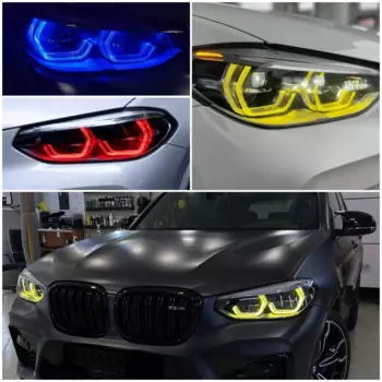 CSL Yellow Angel Eyes DRL Boards для BMW X3 X3M F97 G01 X4 X4M G02 2019-2021 Адаптивная фара дневного света Синий Красный