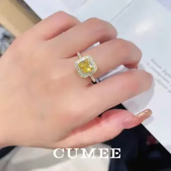 CUMEE маленький ящик Классическая квадратная повседневная одежда женское кольцо с бриллиантами 925 посеребренные золотые кольца для женщин на годовщину