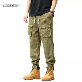 CUMUKKIYP Брюки-карго, мужские повседневные брюки для бега, хлопковые мужские брюки в стиле милитари, уличная одежда, Мужской рабочий Тактический спортивный костюм, брюки