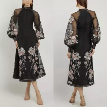 Выпускное платье из джерси с аппликацией на пуговицах, прямое платье миди с высоким воротником на заказ