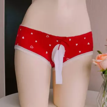 Cute Mens Penis Sheath Briefs Sweet Pouch Bag Gay Underwear Heart Print Erotic Hombre Male Lingerie Tanga Homme Трусы Мужские