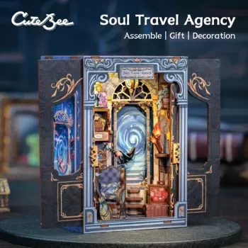 CUTEBEE Booknook DIY миниатюрный дом со встроенной деревянной книжной полкой, книжный НУК, декор для подарков, 3D головоломка, душа, туристическое агентство