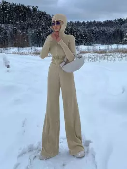 Cutenew классический спортивный женский комплект из 2 предметов, лаконичные осенние спортивные костюмы, однотонный укороченный топ на молнии с капюшоном и подходящие брюки, женские вязаные костюмы