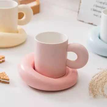 Цветная Керамическая кофейная чашка и блюдце, 300 мл