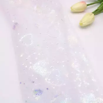 Цветная сетчатая тюль с блестками и звездами