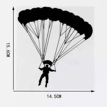 Цветные забавные виниловые наклейки с парашютом, силуэт скутера, автомобильные наклейки, художественное украшение, 14,5X15,6 см, ПВХ KK