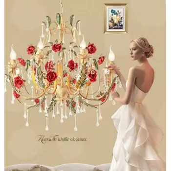 Цветочная люстра в стиле арт-деко, светильник с 3 люстрами/6 люстрами/8 люстрами, разноцветный розовый декоративный светильник в виде Розы E14, украшение для дома