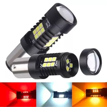 Cветодиодные лампы, светодиодные лампы, 2 шт. 1156 BA15S P21W BAU15S PY21W BAY15D, 1157 P21/5 Вт R5W, 21 шт. 3030SMD автолампы для противотуманных фар автомобиля 12 Вт-24 В