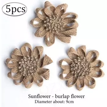 Цветы из мешковины OZXCHIXU, 5 шт.