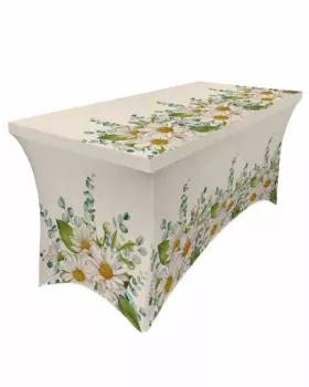 Цветы, маргаритки, эвкалипт, листья, искусственная юбка, украшение для стола на свадьбу, день рождения, скатерть для стола