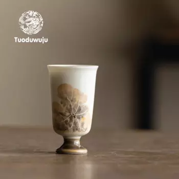 Цзиндэчжэнь-Ручная роспись чайной чашки с лотосом, Персональная керамическая чайная чашка, Одиночный чайный сервиз Кунг-фу, Высокая чашка, XH178