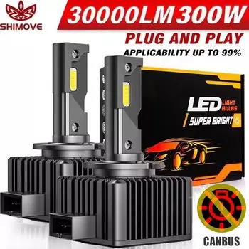 D3S Светодиодные фары D1S D2S D4S D8S Комплект для переоборудования HID с двойной медной трубкой D1R D2R D3R 30000LM Двусторонний чип CSP 300 Вт Plug&Play