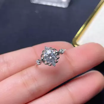 D VVS1 1ct Муассанит красивые резьбовым кольцом, 925 пробы Серебряное кольцо с бриллиантом. Специальное предложение