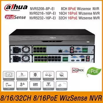 Dahua NVR5208-8P-EI NVR5216-16P-EI NVR5232-16P-EI 8/16/32CH PoE WizSense Сетевой видеорегистратор NVR IP-камера Smart Ai System
