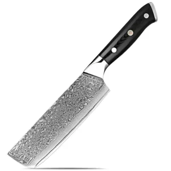 Дамасский нож Nakiri, 7 дюймов, профессиональный кухонный нож, черный G10, эргономичная ручка, мульти-нож шеф-повара, нож для мяса, тесак для овощей, острый