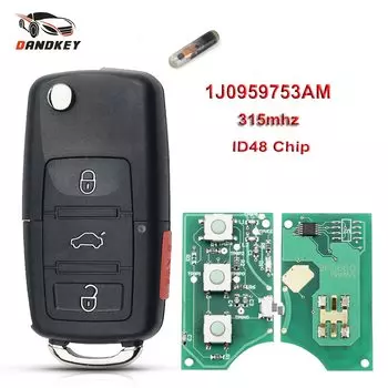 Dandkey 4 3 + 1 кнопки Fob для Фольксваген Гольф Джетта ПАССАТ HLO1J0959753AM 753DC 315 МГц с ID48 чип флип дистанционного ключа автомобиля