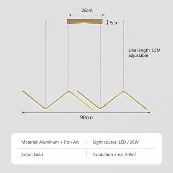 DARHYN Золотая длинная подвесная лампа