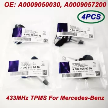 Датчик давления в шинах A0009050030 A0009057200 9057200 9050030 433 МГц TPMS для Benzz A C E G S Class W205 Smart AMG Sprinter, 4 шт.