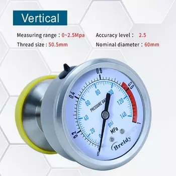 Датчик давления Xin YTP60, измеритель давления с диафрагмой из нержавеющей стали, для воды и масла, 0-2,5 МПа