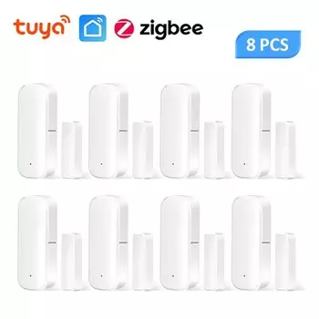 Датчик двери Tuya Smart Zigbee 3,0, детектор открытия и закрытия, приложение Smartlife для управления уведомлениями, совместимый с Alexa Google Home 2-8PC