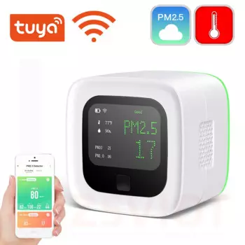 Датчик контроля качества воздуха Tuya WiFi PM2.5, анализатор температуры и влажности газа, датчик пыли PM10