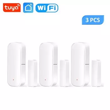 Датчик открытия и закрытия окон и дверей Tuya, Wi-Fi детектор для умного дома, охранная сигнализация, управление через приложение через Alexa Google Home, 2/8 шт.