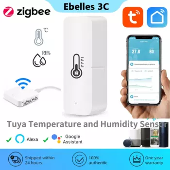 Датчик температуры и влажности Tuya Smart Life APP ZigBee, миниатюрный контроллер влажности и влажности для умного дома, работает с Alexa Google