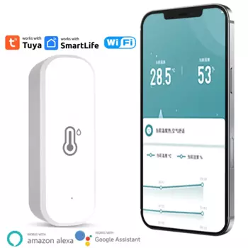 Датчик температуры и влажности Tuya Wi-Fi, датчик влажности в помещении, питание от батареи, приложение мониторинга для Alexa Google Home Voice