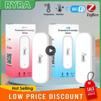 Датчик температуры и влажности Tuya ZigBee/Wi-Fi, комнатный датчик влажности с питанием от аккумулятора, приложение для мониторинга, поддержка Alexa Google Home