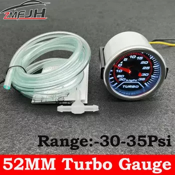 Датчик турбонаддува 2 дюйма, 52 мм, от -30 дюймов до 35 фунтов на квадратный дюйм, механический датчик повышения белого светодиода, датчик дыма, датчик повышения давления для автомобиля 12 В