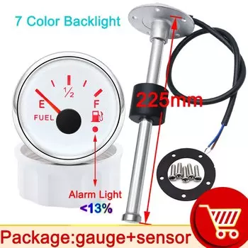 Датчик уровня топлива 52 мм + датчик уровня топлива 240-33 Ом с 7-цветной подсветкой 12 В ~ 24 В для автомобиля, цифровой датчик уровня топлива, по индивидуальному заказу на лодке