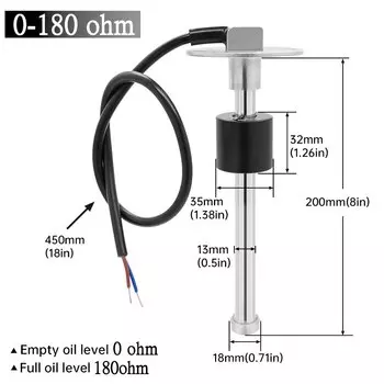 Датчик уровня топлива для лодки и автомобиля A5, 800 мм, 0-200 Ом, мм, 0-ом, подходит для топливного датчика 52 мм, 9-32 В, принимаем длину/сигнал на заказ
