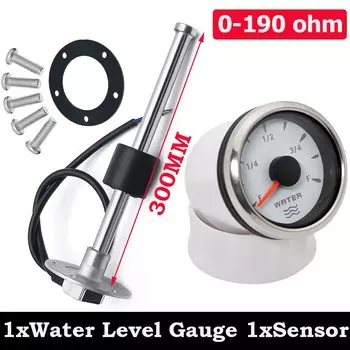 Датчик уровня воды с датчиком уровня воды, 52 мм, измеритель уровня воды с 7-цветной подсветкой, датчик 100-550 мм, 0-190 Ом для масляного бака