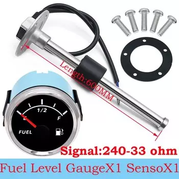 Датчик уровня жидкости из нержавеющей стали 100-600 мм, 240-33 Ом с датчиком уровня топлива 52 мм, цифровой указатель, измеритель уровня топлива для лодки, автомобиля