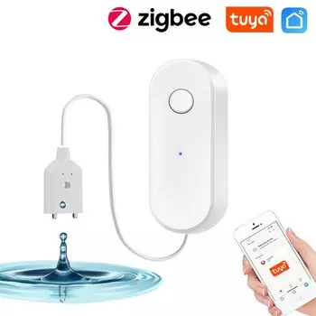 Датчик Утечки Воды Zigbee Интеграция Tuya Для Умного Дома Беспроводное Обнаружение Жидкости Белая Сигнализация С Уведомлениям...