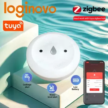 Датчик утечки воды Zigbee Tuya Smart Life, умный погружной датчик для утечки воды, дистанционное управление через приложение, работает со шлюзом Zigbee