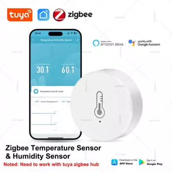 Датчик влажности и температуры Tuya Zigbee, комнатный гигрометр с дистанционным мониторингом, работает с умным Life Alexa Google Home Assistant