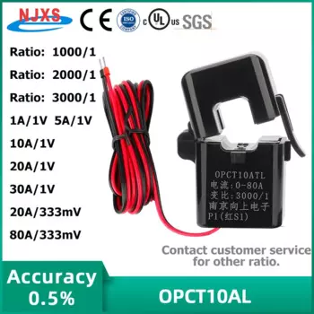 Датчик зажима NJXSE OPCT10AL 1000/1 2000/1 3000/1 5A 10A 20A 30A 50A 60A 80A, высококачественный трансформатор тока с разделенным сердечником AC CT