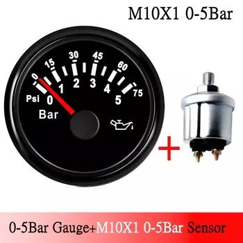 Датчики давления масла автомобильные механические, 52 мм, 0-5 бар, с красной подсветкой