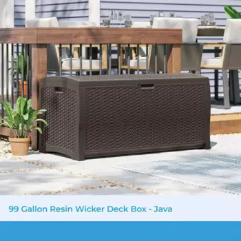 DBW9200 99-галонный открытый плетеный пластиковый сундук для хранения патио с ручками для патио, сада, гаража
