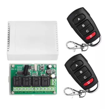 DC12V 24V 4CH Пульт дистанционного управления 433M Четырехходовой релейный модуль управления приема