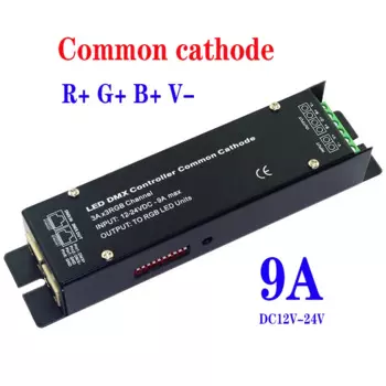 DC12V-24V 9A R + G + B + V-(общий катод) DMX512 декодер RGB контроллер для светодиодной ленты