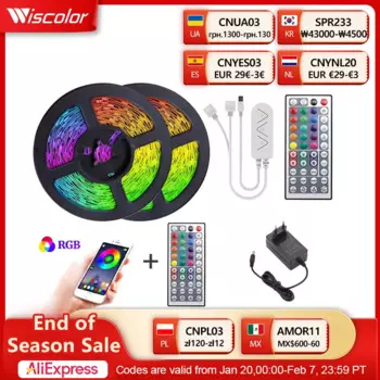 Wiscolor DC 12V светодиодная лента RGB 5050 музыкальная синхронизация Цвет меняя чувствительное управление приложения ленты света Гибкий игровой стол освещение телевизор подсветка светодиодный свет
