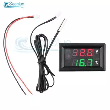 DC 4 - 28V 5V 12V 0,56 дюймовый светодиодный дисплей двухцифровой вольтметр датчик температуры с зондом NTC кабель - 50 ~ 125°C