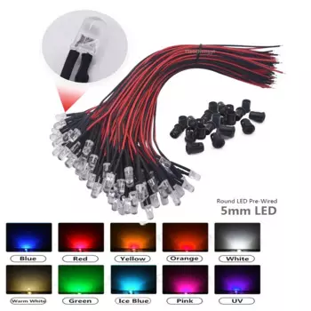 TiaoChongYi 12V 5MM LED Diode светодиоды 10-100 шт.