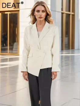 DEAT модный женский пиджак с зубчатой талией, тонкий костюм, пиджаки, осень 2024, новый прилив