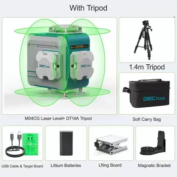 Decteam 16-линейный 4D лазерный уровень зеленый луч
