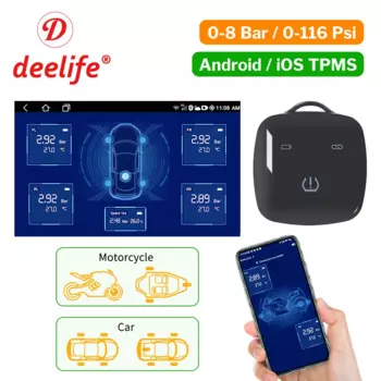 Deelife TPMS Android iOS Bluetooth-совместимая система контроля давления в шинах для автомобиля, мотоцикла, мотоцикла, велосипеда, датчик TMPS BLE Control