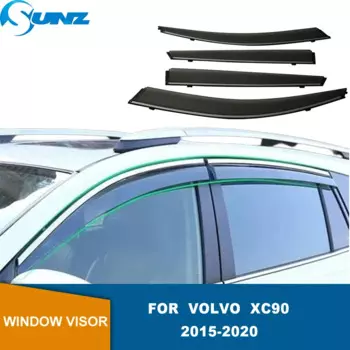 Дефлектор боковых окон для Volvo XC90, 2015, 2016, 2017, 2018, 2019, 2020, автомобильный козырек от дождя, дефлектор, навес, отделка крышки SUNZ