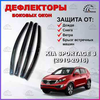 Дефлекторы боковых окон (Ветровики) на Киа Спортейдж 3 / Kia Sportage 3 (2010-2016)